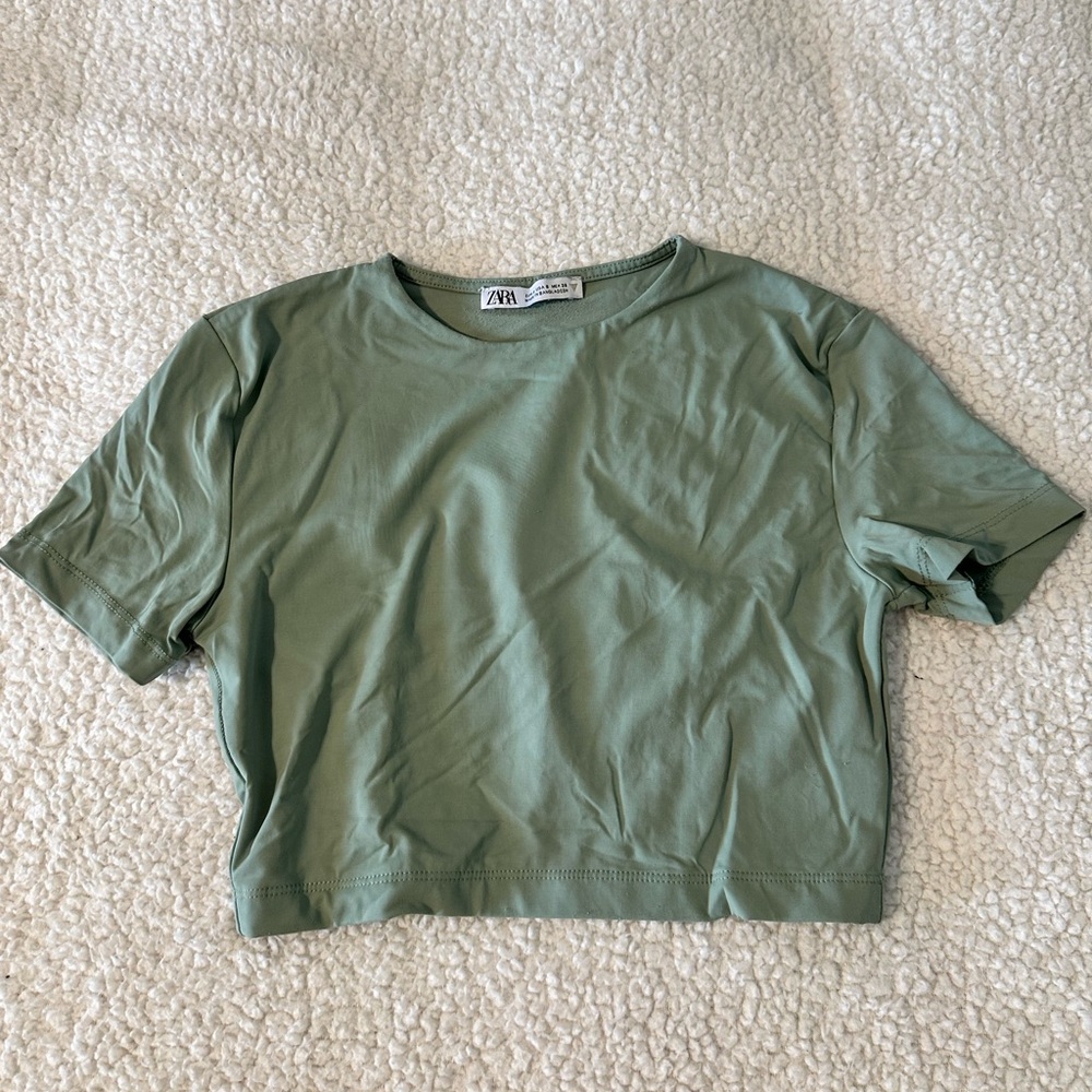 Zara Sage Green Crop Top